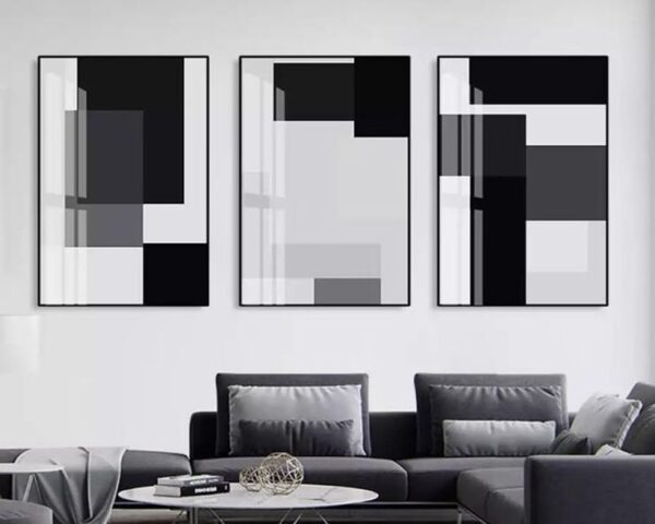 Black & White Triptych Art